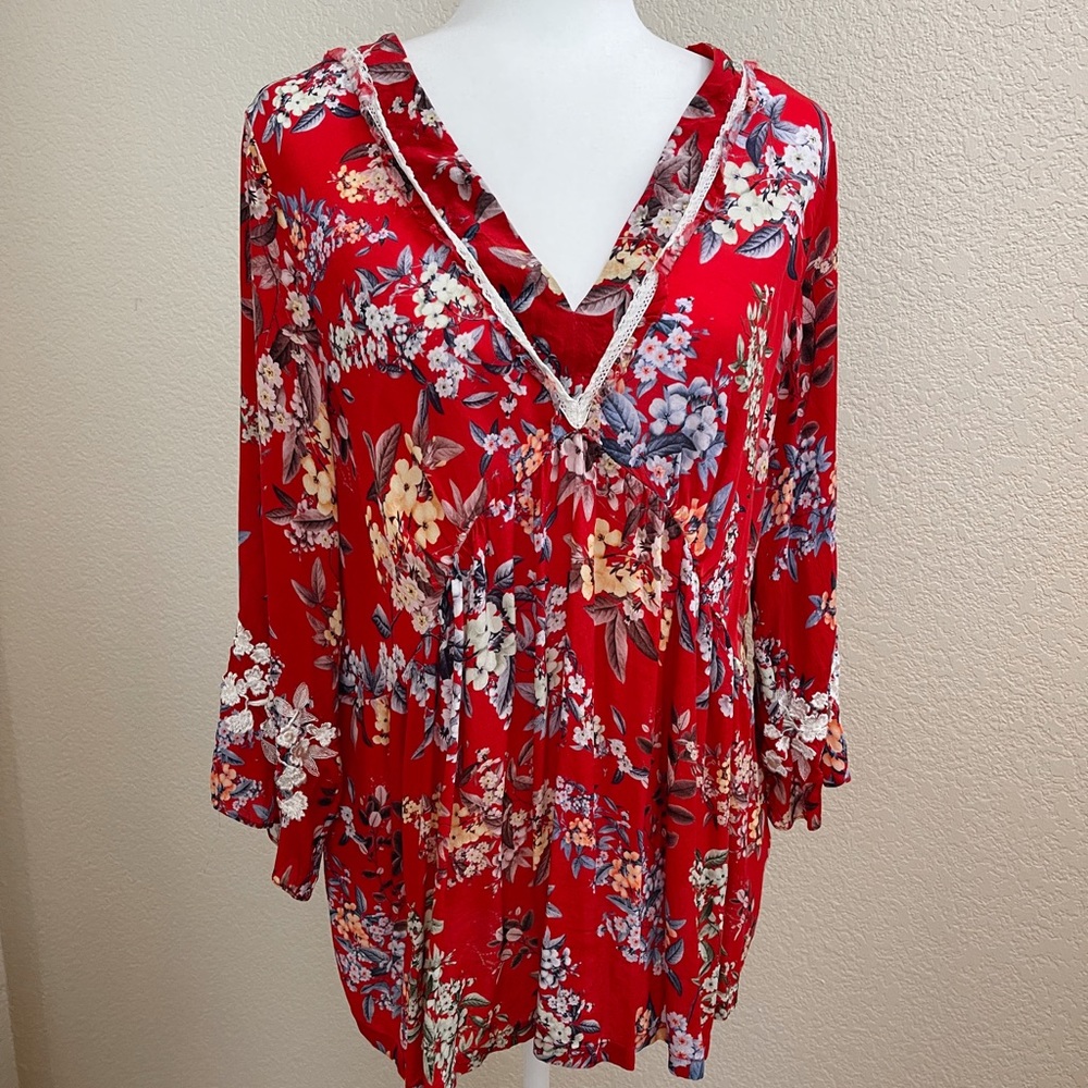 Anthropologie 🌿 Pretty Floral Blouse XL